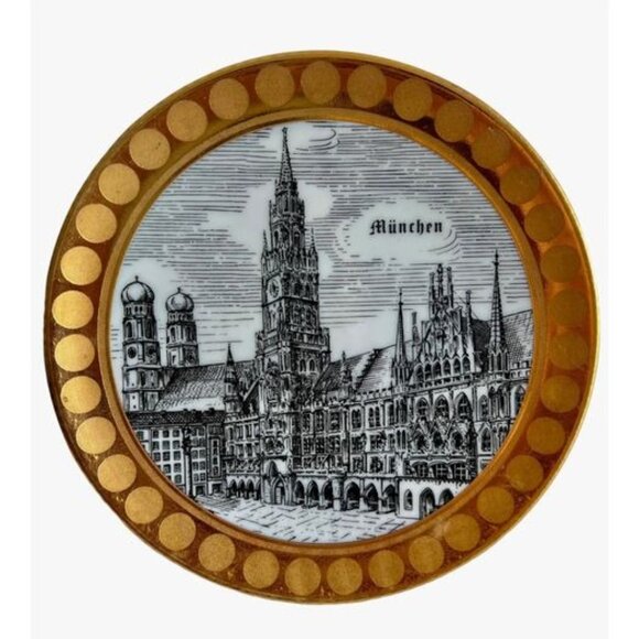 Vintage Mid-Century MCM Architecture Munich  Zierteller Nicht Lebensmittelecht G - Picture 2 of 3